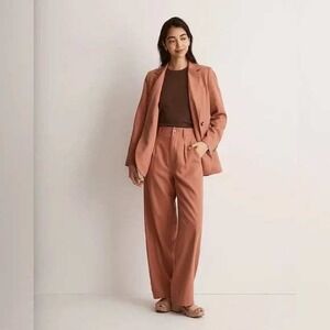 Madewell Women's The Neale Straight Leg Pants Pleated High Rise Size 00 NWT Rose